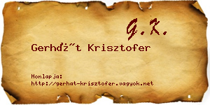 Gerhát Krisztofer névjegykártya